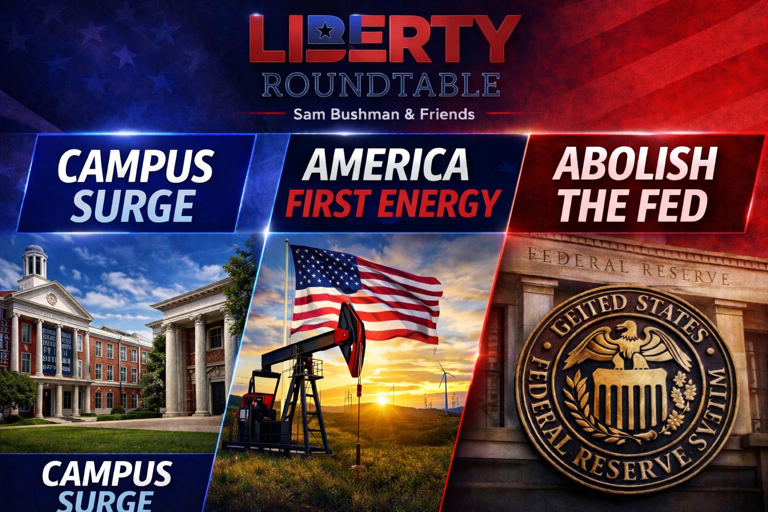 Abolish the Fed, America First Energy, and the Progressive Campus Surge | 04-16-26 episode artwork