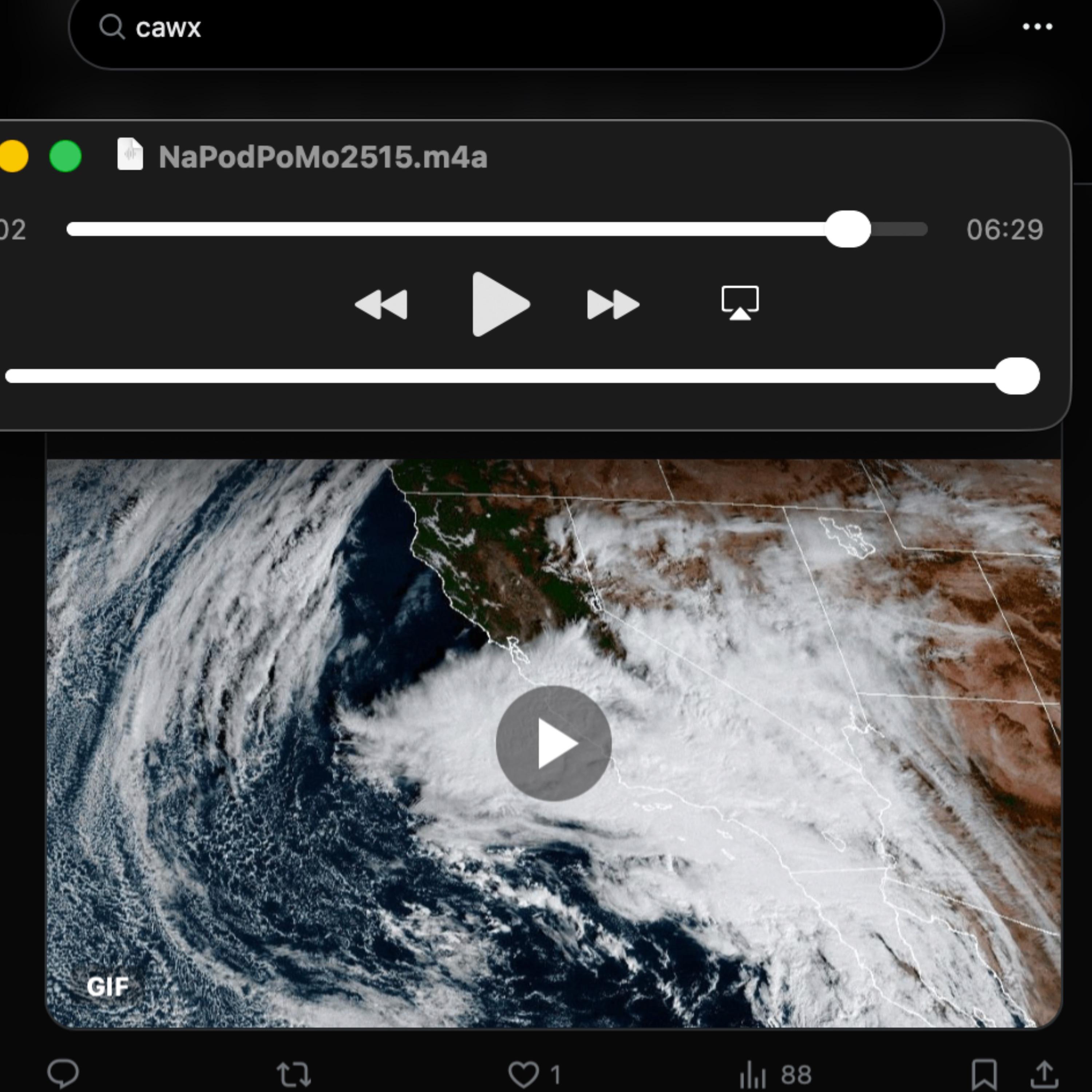 A few minutes of California rain