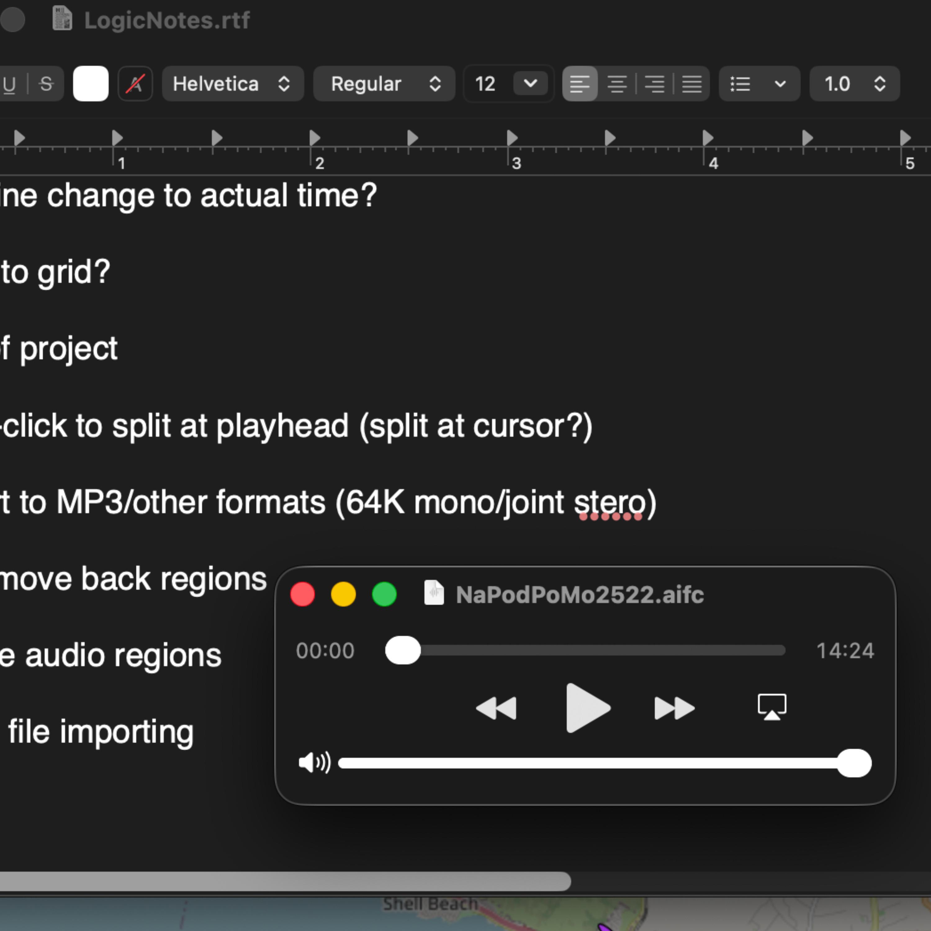 Notes on first use of Logic Pro